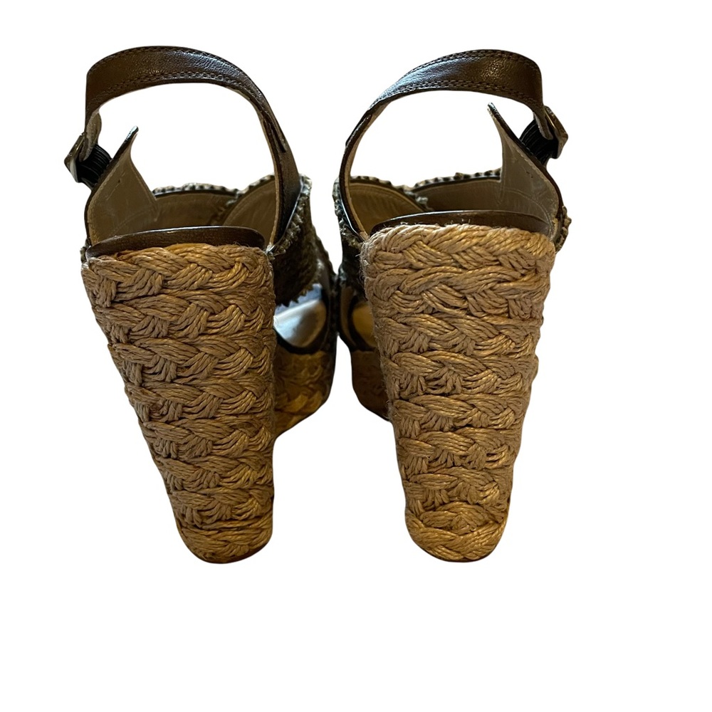 Stuart Weitzman Alex Raffia Green Wedge Shoes Siz… - image 3